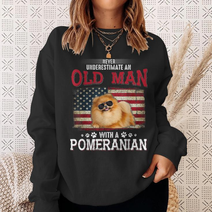 Never Underestimate An Old Man With A Pomeranian Costume Sweatshirt Gifts for Her
