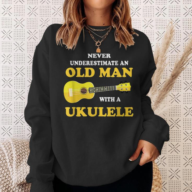 Never Underestimate An Old Man With A Ukulele Uke Sweatshirt Gifts for Her