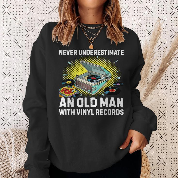 Never Underestimate An Old Man With Vinyl Records Sweatshirt Gifts for Her