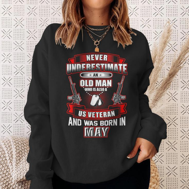 Never Underestimate An Old Us Veteran Born In May Xmas Sweatshirt Gifts for Her