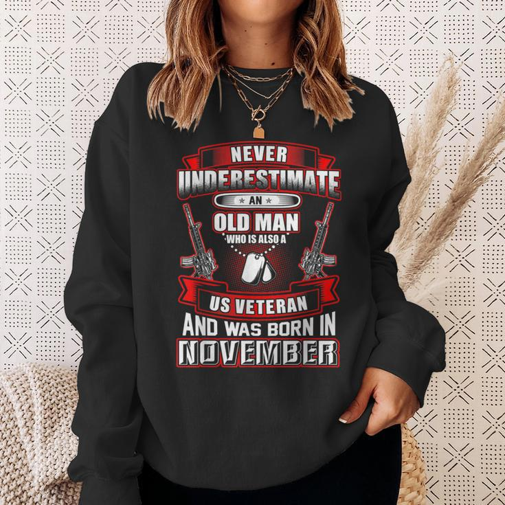 Never Underestimate An Old Us Veteran Born In November Sweatshirt Gifts for Her