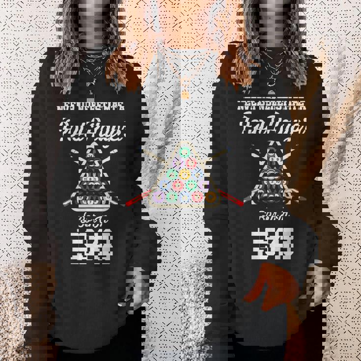 Never Underestimate A Pool Player Born In 1948 75Th Birthday Sweatshirt Gifts for Her