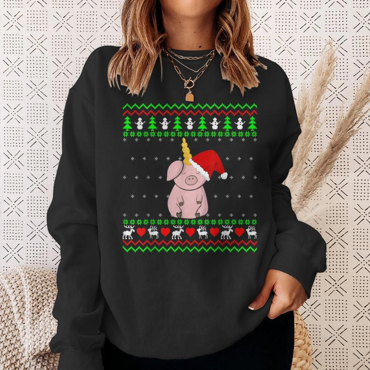 Unicorn Pig Ugly Christmas Sweater Sweatshirt Gifts for Her