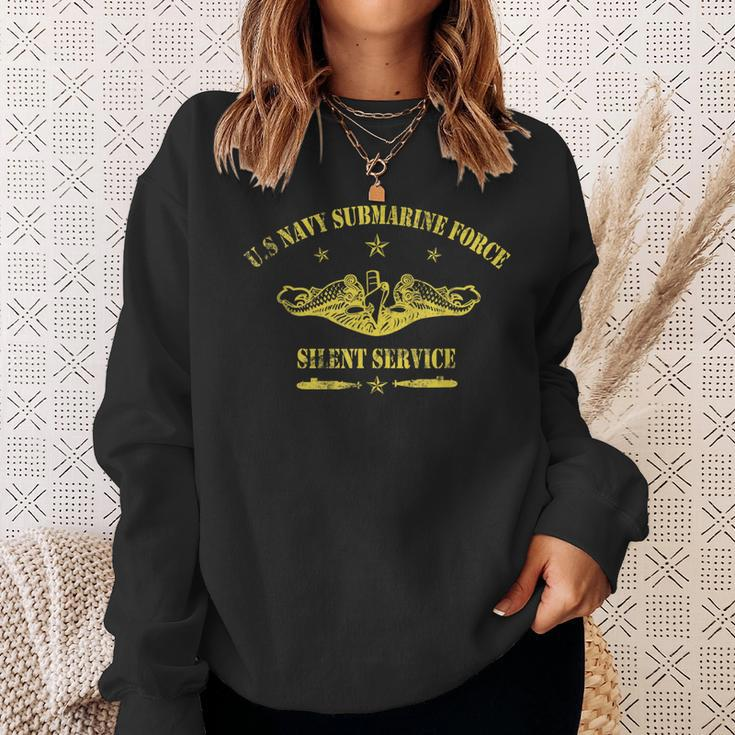 Us Navy Submarine Forces Veteran Silent Service Vintage Sweatshirt Gifts for Her