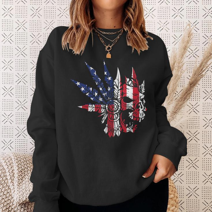 Usa American Flag Skull Skeleton Biker Style Gift Idea Biker Funny Gifts Sweatshirt Gifts for Her