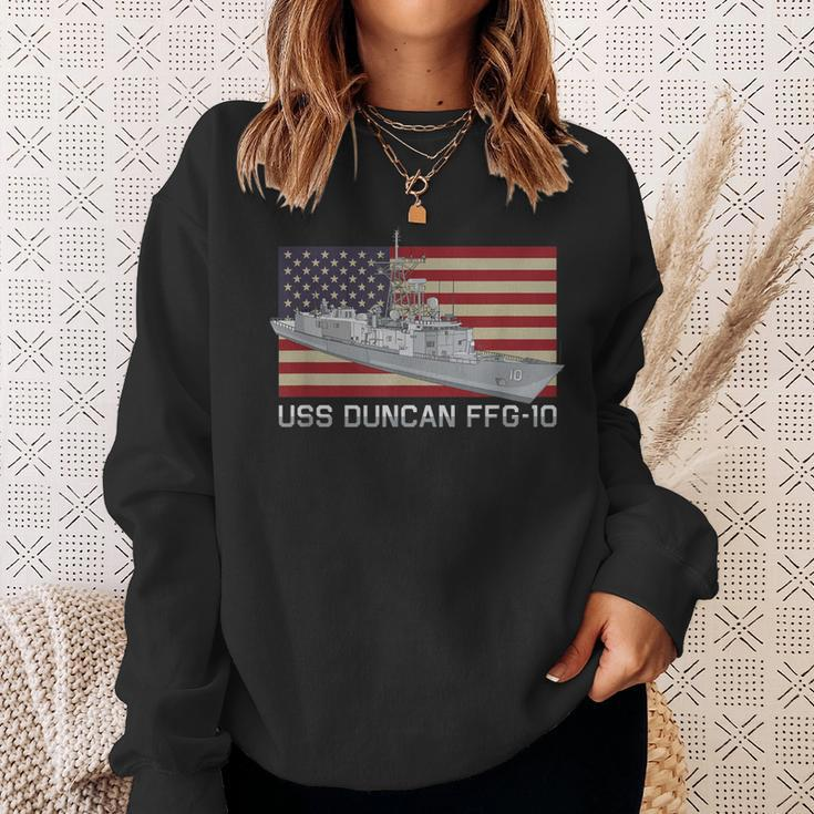 Uss Duncan Ffg-10 Ship Diagram American Flag Sweatshirt Gifts for Her