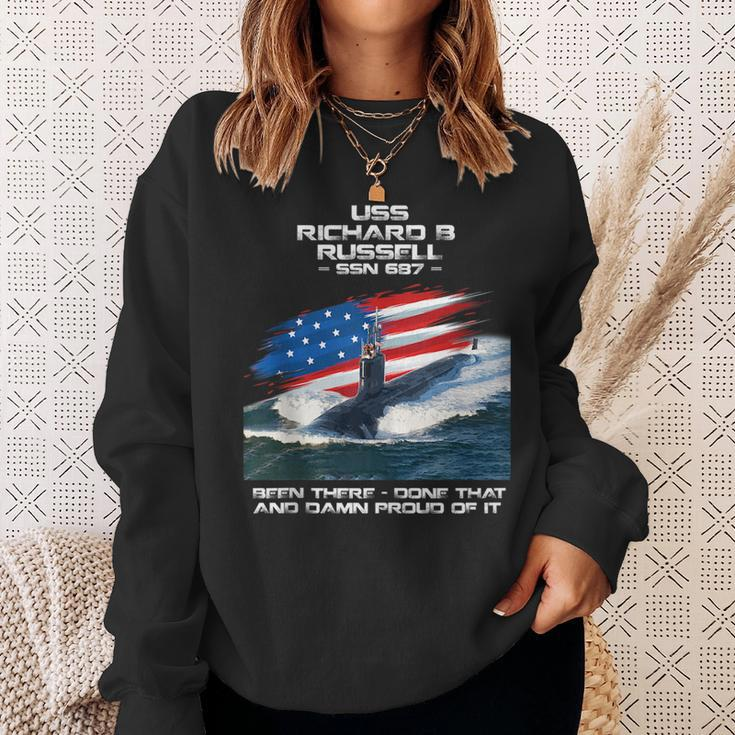 Uss Richard B Russell Ssn-687 American Flag Submarine Sweatshirt Gifts for Her