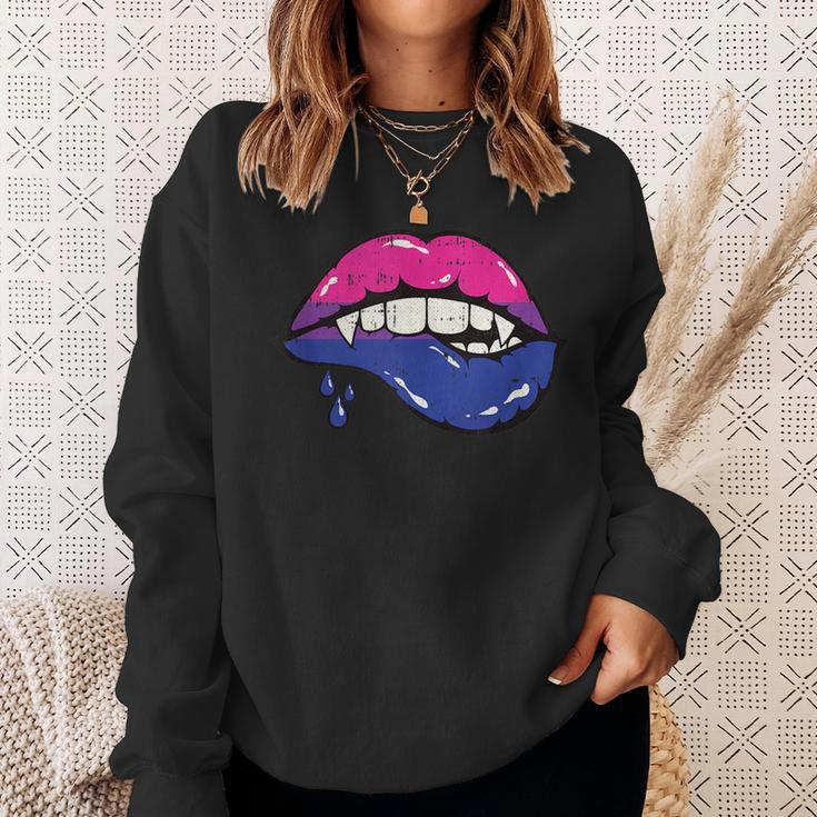 Vampire Lips Bi-Sexual Pride Sexy Blood Fangs Lgbt-Q Ally Sweatshirt Gifts for Her