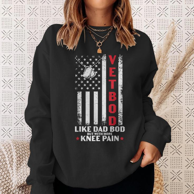 Vet Bod Like Dad Bod US Flag Dog Tag Veteran Sweatshirt Gifts for Her