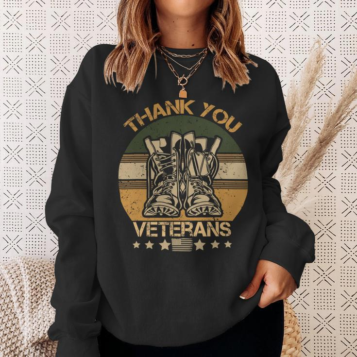 Veteran Vets Thank You Veterans Combat Boots Veteran Day American Flag 2 Veterans Sweatshirt Gifts for Her