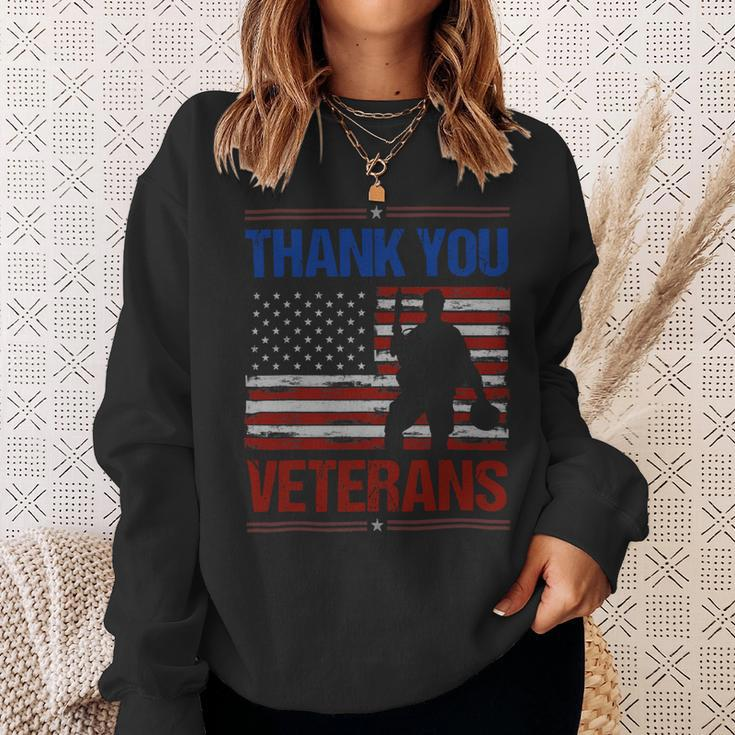 Veteran Vets Thank You Veterans Service Patriot Veteran Day American Flag 3 Veterans Sweatshirt Gifts for Her
