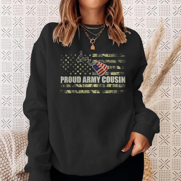 Vintage American Flag Proud Army Cousin Veteran Day Gift 75 Sweatshirt Gifts for Her