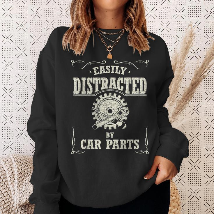 Vintage Car Lover Easily Distracted By Car Parts Sweatshirt Gifts for Her