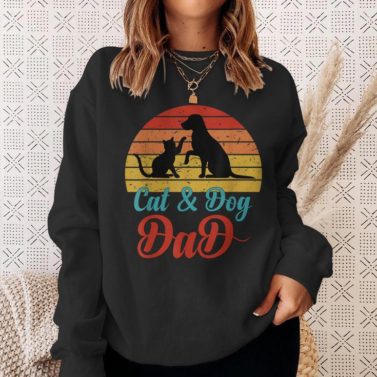 Vintage Cat And Dog Dad Owner Funny Father Daddy Pet Animal Sweatshirt Gifts for Her