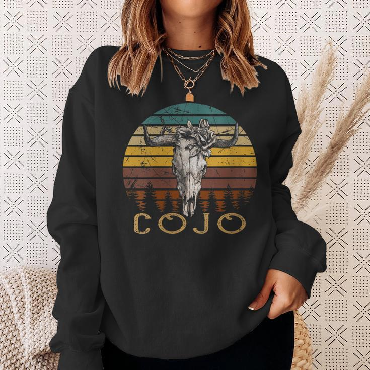 Vintage Cojo Bull Skull Flower Music 80S 90S Cowgirl Western Gift For Womens Sweatshirt Gifts for Her