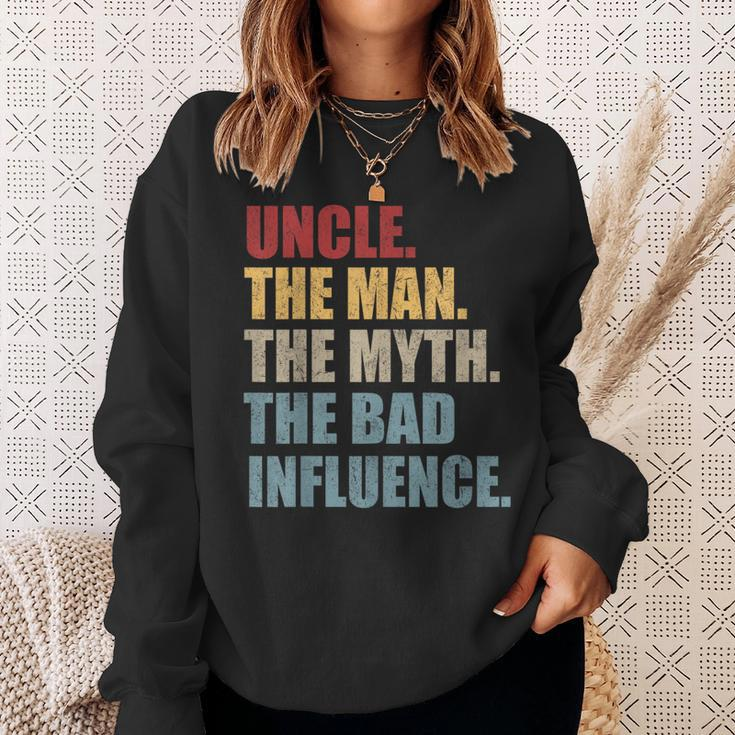 Vintage Fun Uncle Man Myth Bad Influence Sweatshirt Gifts for Her