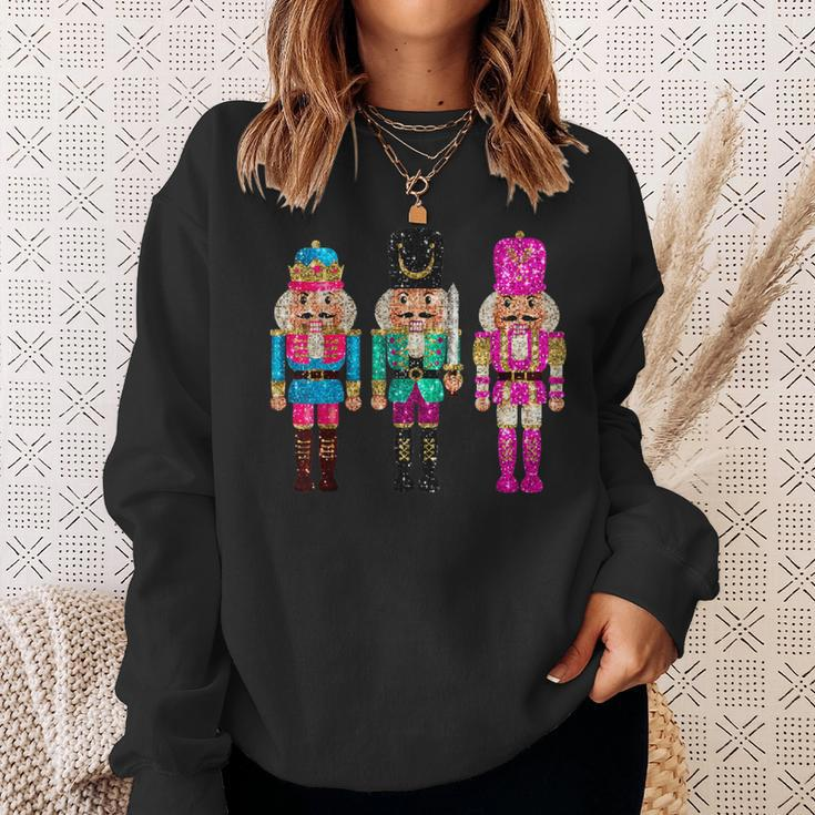 Vintage Sequin Cheerful Sparkly Nutcrackers Christmas Sweatshirt Gifts for Her