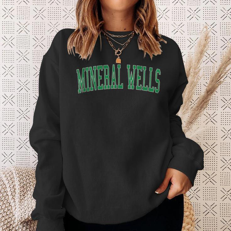 Vintage Mineral Wells Tx Distressed Green Varsity Style Sweatshirt Gifts for Her