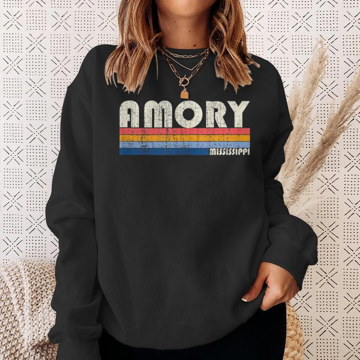 Vintage Retro 70S 80S Style Hometown Of Amory Ms Sweatshirt Gifts for Her