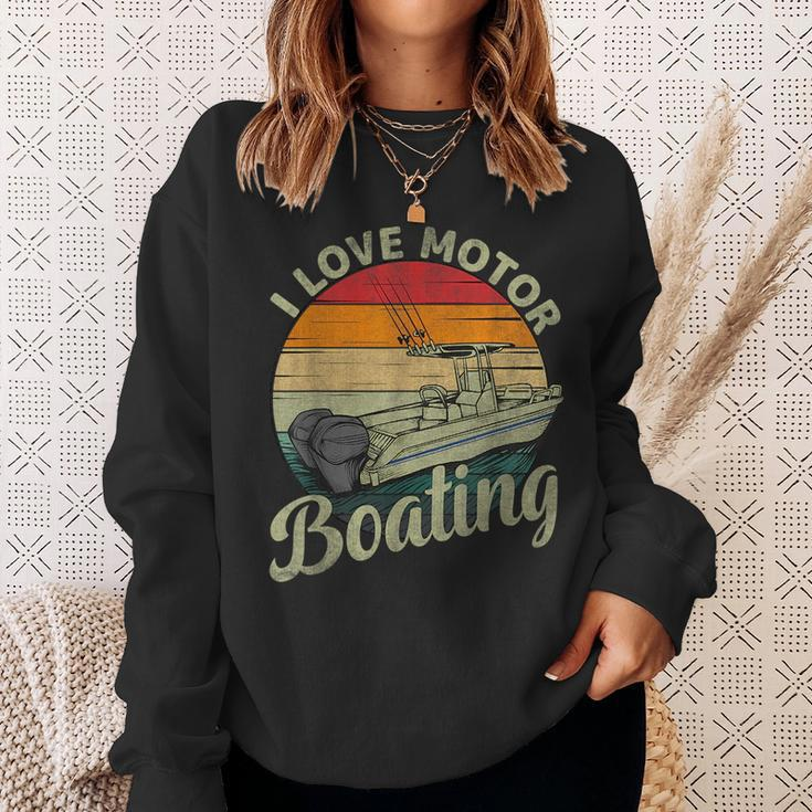Vintage Retro I Love Motor Boating Funny Boater Boating Funny Gifts Sweatshirt Gifts for Her