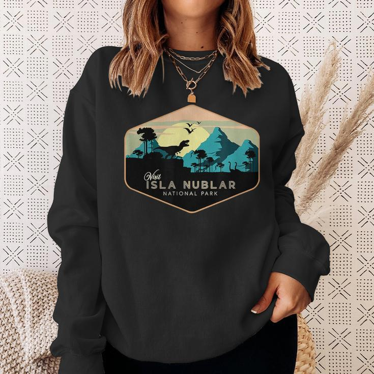 Vintage Retro Visit Isla Nublar National Park Dinosaur Sweatshirt Gifts for Her