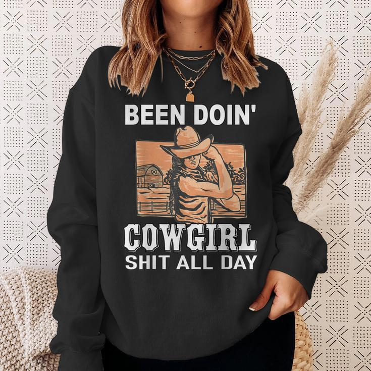 Vintage Sunset Been Doing Cowgirl Shit All Day Cowgirl Sweatshirt Gifts for Her