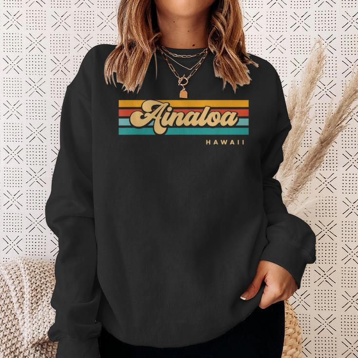 Vintage Sunset Stripes Ainaloa Hawaii Sweatshirt Gifts for Her
