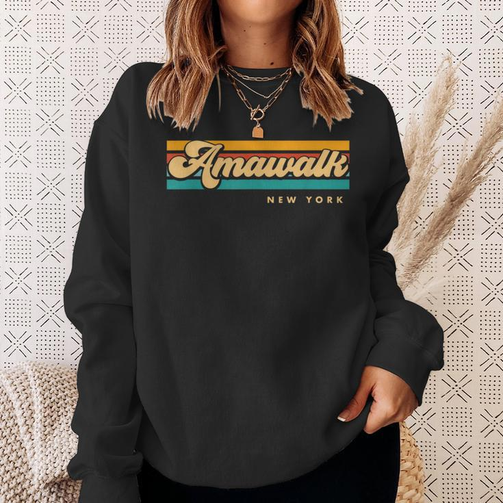 Vintage Sunset Stripes Amawalk New York Sweatshirt Gifts for Her