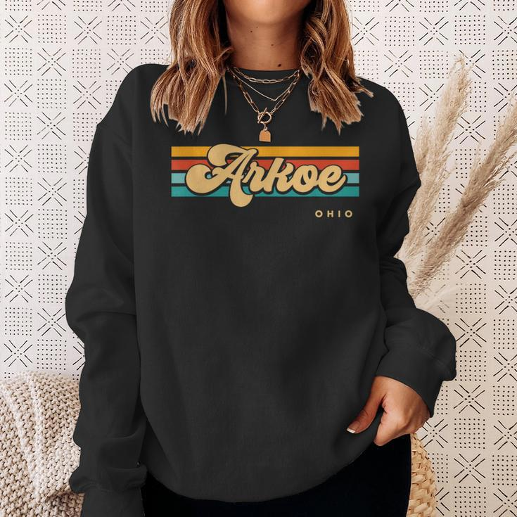 Vintage Sunset Stripes Arkoe Ohio Sweatshirt Gifts for Her