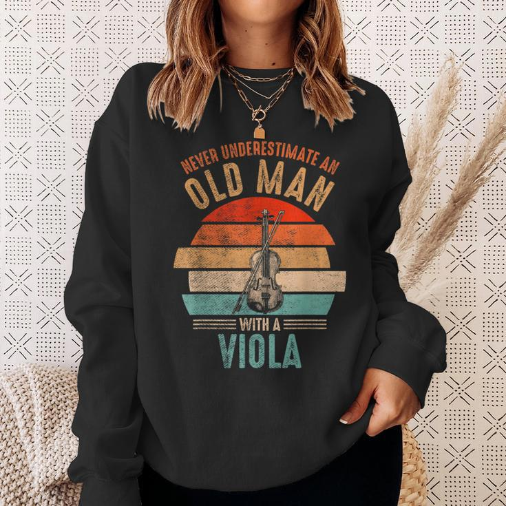 Vintage Never Underestimate An Old Man With A Viola Sweatshirt Gifts for Her