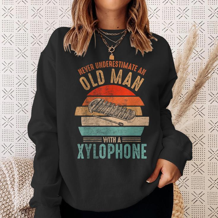 Vintage Never Underestimate An Old Man With A Xylophone Sweatshirt Gifts for Her