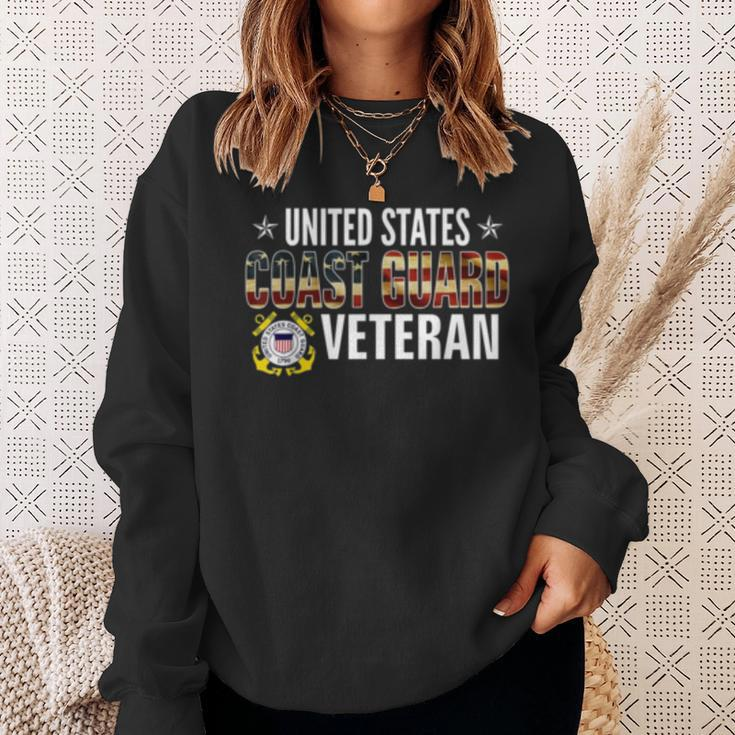 Vintage United States Coast Guard Veteran American Flag Gift Sweatshirt Gifts for Her