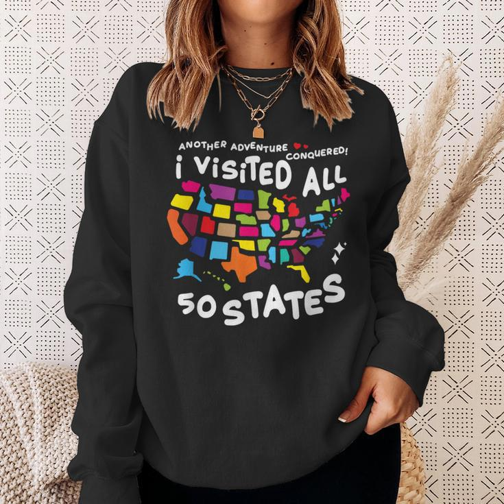I Visited All 50 States Us Map Travel Challenge Sweatshirt Gifts for Her