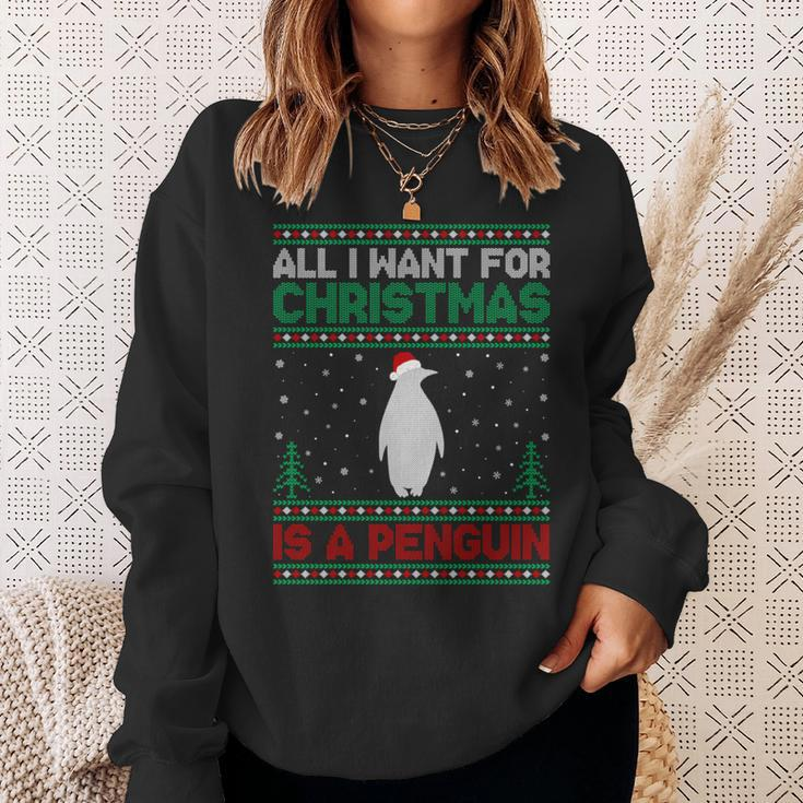 All I Want For Xmas Is A Penguin Ugly Christmas Sweater Sweatshirt Gifts for Her
