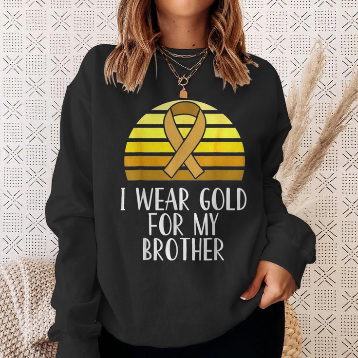 I Wear Gold For My Brother Childhood Cancer Awareness Sweatshirt Gifts for Her