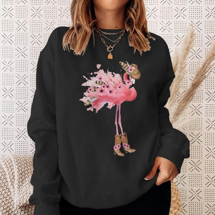 Western Boho Cowgirl Flamingo Print Gift For Womens Sweatshirt Gifts for Her