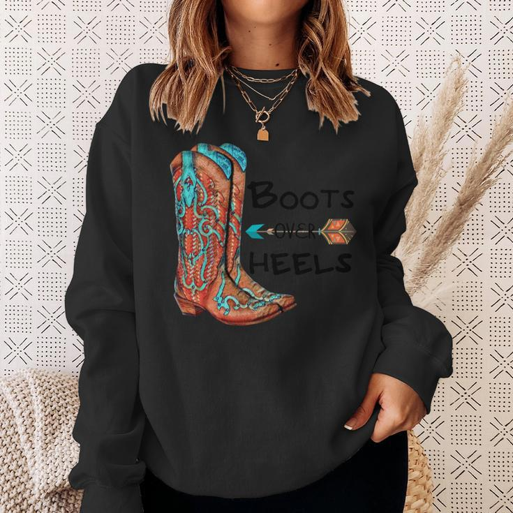 Western Cowgirl Boots Over Heels Cowboy Boots Country Girl Sweatshirt Gifts for Her
