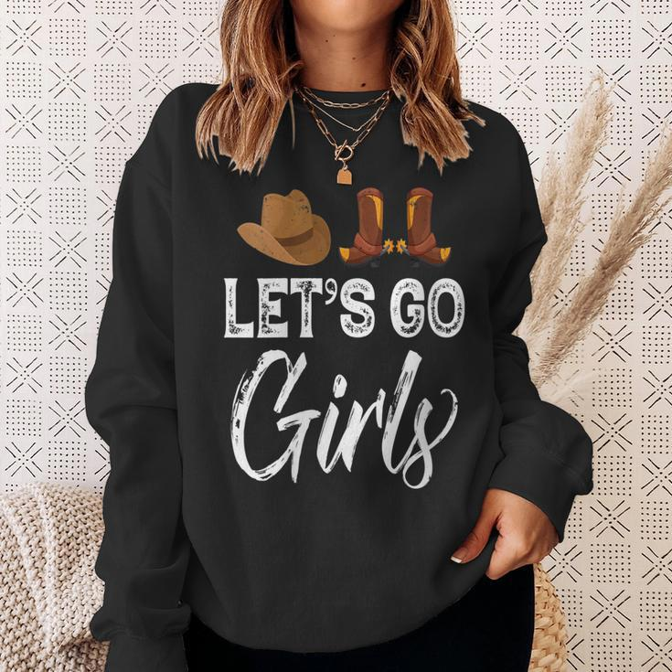 Western Cowgirl Country Cowboy Boots Hat Lets Go Girls Gift For Womens Sweatshirt Gifts for Her