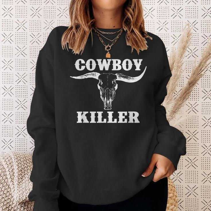 Western Cowgirl Vintage Punchy Cowboy Killers Bull Horn Bone Sweatshirt Gifts for Her