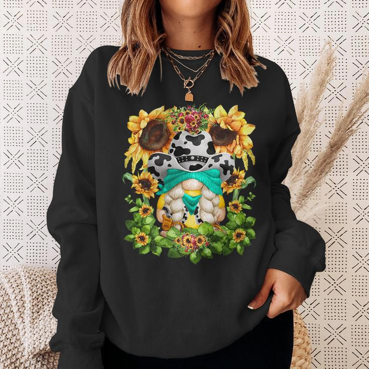 Western Sunflower Cowgirl Gnome For Women Cute Floral Summer Sweatshirt Gifts for Her