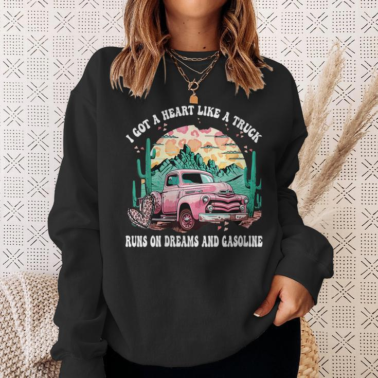 Western Sunset I Got A Heart Like A Truck Cowgirl Cowboy Gift For Womens Sweatshirt Gifts for Her