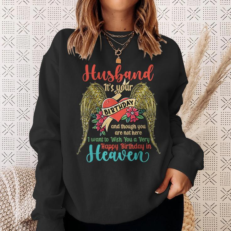 Wish A Very Happy Birthday Husband In Heaven Memorial Family Sweatshirt Gifts for Her