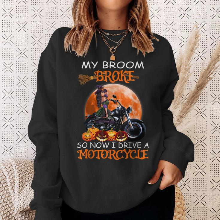 Witch My Broom Broke So Now I Drive A Motorcycles Halloween Sweatshirt Gifts for Her