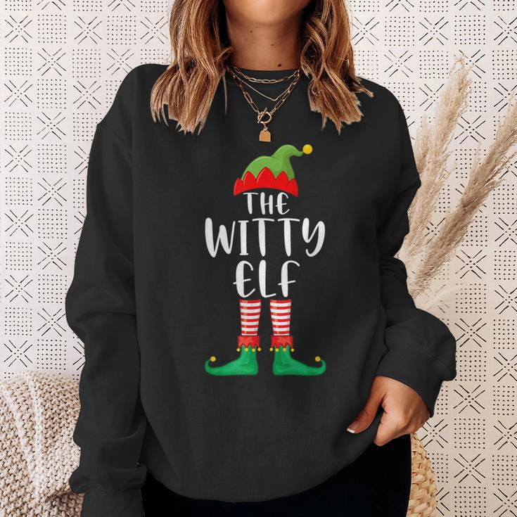 Witty Elf Matching Family Group Christmas Party Pajama Sweatshirt Gifts for Her