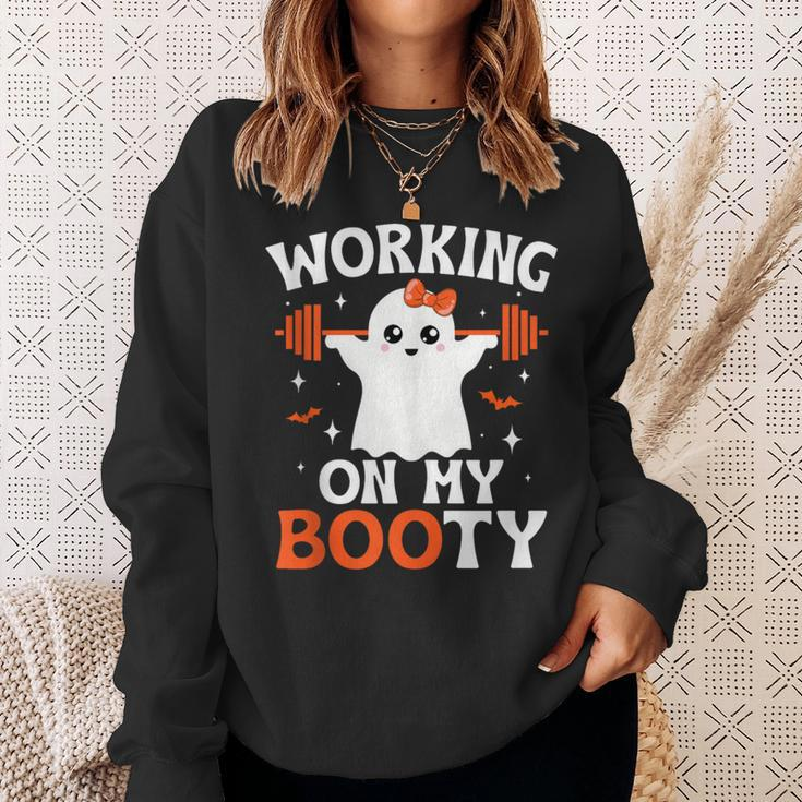 Working On My Booty Halloween Ghost Gym Workout Sweatshirt Gifts for Her