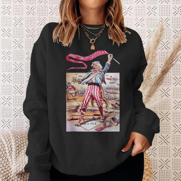 World Champion Flag 4Th Of July Uncle Sam July 4 Baseball Sweatshirt Gifts for Her