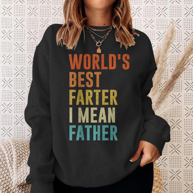 Worlds Best Farter I Mean Father Funny Fathers Day Humor Sweatshirt Gifts for Her