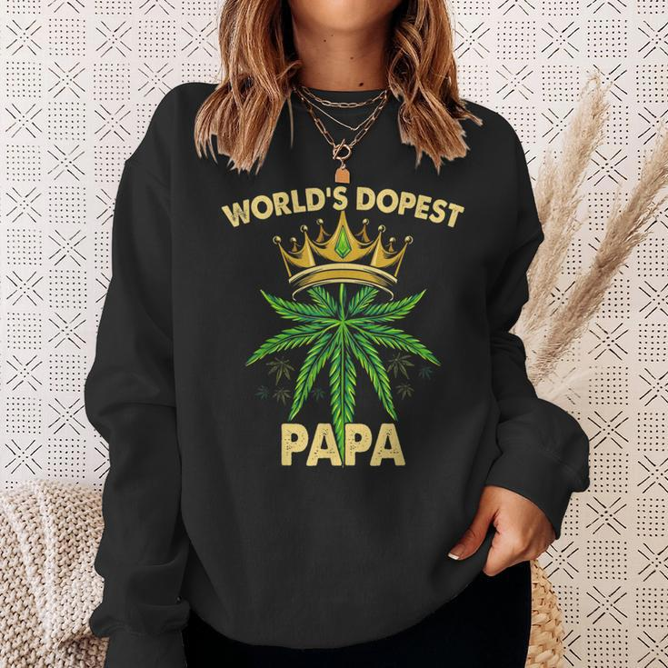 Worlds Dopest Papa Cannabis 420 Fathers Day Weed Dad Sweatshirt Gifts for Her