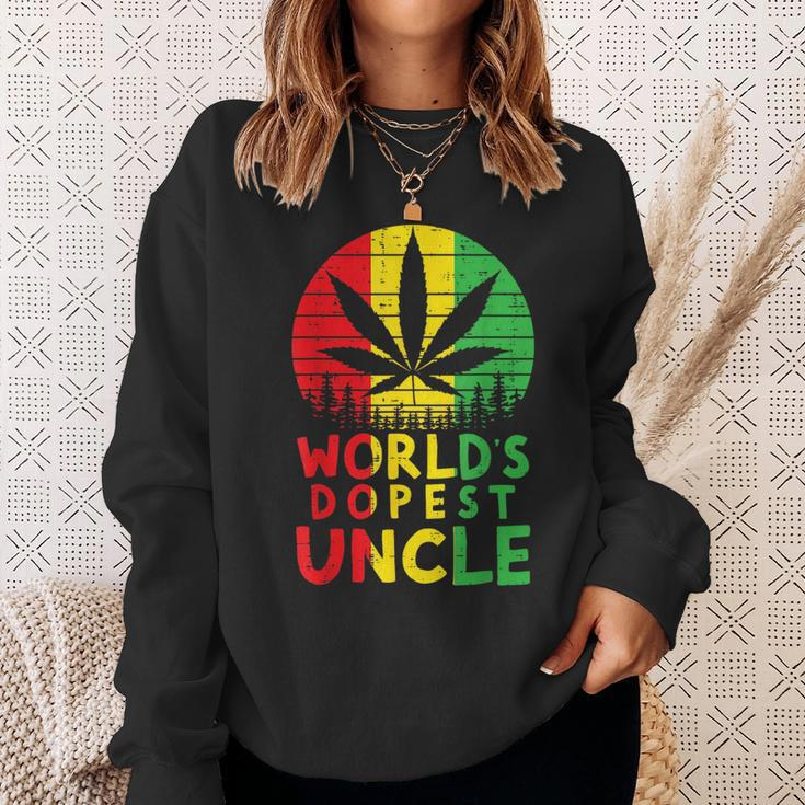 Worlds Dopest Uncle Rasta Jamaican Weed Cannabis Stoner Gift Sweatshirt Gifts for Her