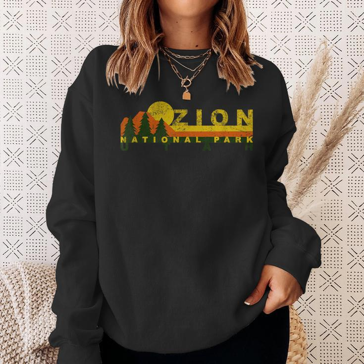 Zion National Park Sunny Mountain Treeline Sweatshirt Gifts for Her